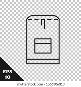Black line Backpack icon isolated on transparent background. Diving underwater equipment.  Vector Illustration