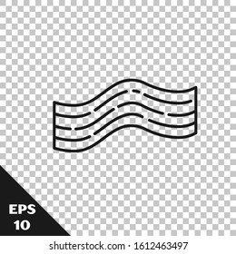 Black line Bacon stripe icon isolated on transparent background.  Vector Illustration