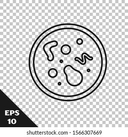 Black line Bacteria icon isolated on transparent background. Bacteria and germs, microorganism disease causing, cell cancer, microbe, virus, fungi.  Vector Illustration