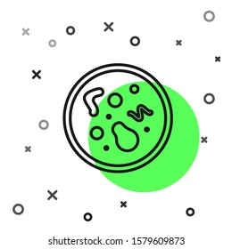 Black line Bacteria icon isolated on white background. Bacteria and germs, microorganism disease causing, cell cancer, microbe, virus, fungi.  Vector Illustration
