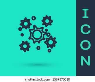 Black line Bacteria icon isolated on green background. Bacteria and germs, microorganism disease causing, cell cancer, microbe, virus, fungi.  Vector Illustration