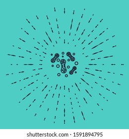 Black line Bacteria icon isolated on green background. Bacteria and germs, microorganism disease causing, cell cancer, microbe, virus, fungi. Abstract circle random dots. Vector Illustration