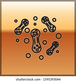 Black line Bacteria icon isolated on gold background. Bacteria and germs, microorganism disease causing, cell cancer, microbe, virus, fungi.  Vector Illustration