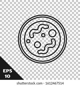Black line Bacteria icon isolated on transparent background. Bacteria and germs, microorganism disease causing, cell cancer, microbe, virus, fungi.  Vector Illustration