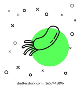 Black line Bacteria icon isolated on white background. Bacteria and germs, microorganism disease causing, cell cancer, microbe, virus, fungi.  Vector Illustration