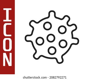 Black line Bacteria icon isolated on white background. Bacteria and germs, microorganism disease causing, cell cancer, microbe, virus, fungi.  Vector