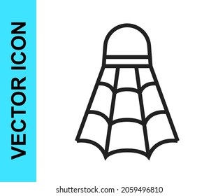 Black line Badminton shuttlecock icon isolated on white background. Sport equipment.  Vector