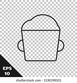 Black line Bakery bowl dough icon isolated on transparent background.  Vector Illustration
