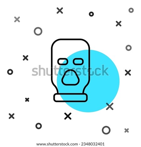 Black line Balaclava icon isolated on white background. A piece of clothing for winter sports or a mask for a criminal or a thief. Random dynamic shapes. Vector