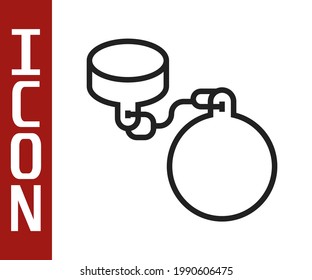 Línea negra en el icono de la cadena aislado en fondo blanco.  Vector