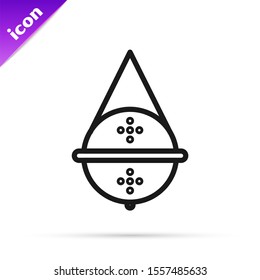 Black line Ball tea strainer icon isolated on white background.  Vector Illustration
