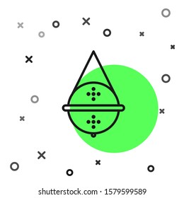 Black line Ball tea strainer icon isolated on white background.  Vector Illustration