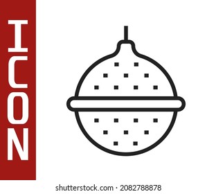 Icono del filtro de té de bolas de línea negra aislado en fondo blanco.  Vector