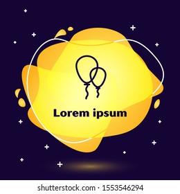 Black line Balloons with ribbon icon isolated on dark blue background. Abstract banner with liquid shapes. Vector Illustration
