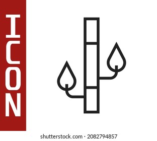 Black line Bamboo icon isolated on white background.  Vector