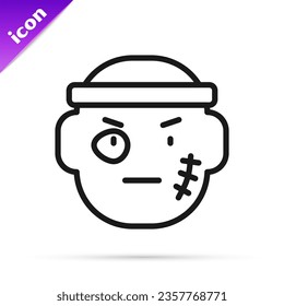Black line Bandit icon isolated on white background.  Vector