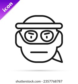 Black line Bandit icon isolated on white background.  Vector