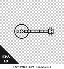 Black line Banjo icon isolated on transparent background. Musical instrument.  Vector Illustration