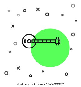Black line Banjo icon isolated on white background. Musical instrument.  Vector Illustration