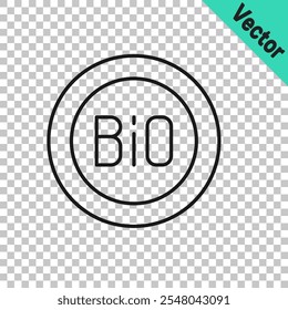 Black line Banner, label, tag, logo for bio green healthy food icon isolated on transparent background. Organic product. Healthy food sticker.  Vector