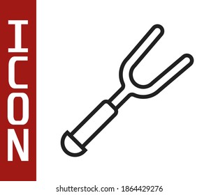 Black line Barbecue fork icon isolated on white background. BBQ fork sign. Barbecue and grill tool.  Vector