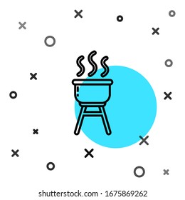 Black line Barbecue grill icon isolated on white background. BBQ grill party. Random dynamic shapes. Vector Illustration