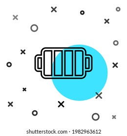 Black line Barbecue grill icon isolated on white background. BBQ grill party. Random dynamic shapes. Vector