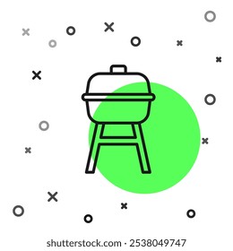 Black line Barbecue grill icon isolated on white background. BBQ grill party.  Vector