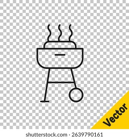 Black line Barbecue grill icon isolated on transparent background. BBQ grill party.  Vector