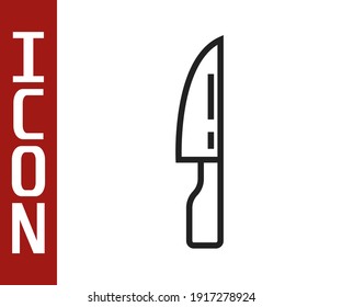 Black line Barbecue knife icon isolated on white background. Kitchen knife icon. BBQ knife sign. Barbecue and grill tool.  Vector