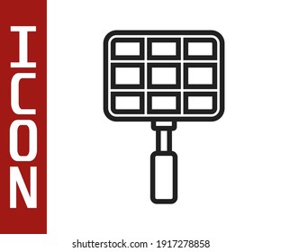 Black line Barbecue steel grid icon isolated on white background. Top view of BBQ grill. Wire rack for BBQ. Grilling basket.  Vector