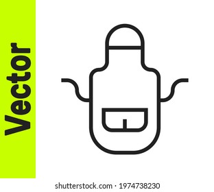 Black line Barber apron icon isolated on white background. Apron of a hairdresser with pockets.  Vector