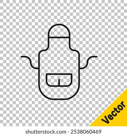 Schwarze Linie Barber Schürze Symbol einzeln auf transparentem Hintergrund. Schürze eines Friseurs mit Taschen.  Vektorgrafik