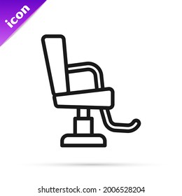 Black line Barbershop chair icon isolated on white background. Barber armchair sign.  Vector