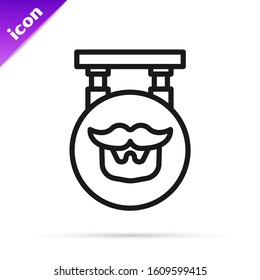 Black line Barbershop icon isolated on white background. Hairdresser logo or signboard.  Vector Illustration