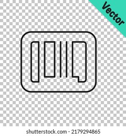 Black line Barcode icon isolated on transparent background.  Vector