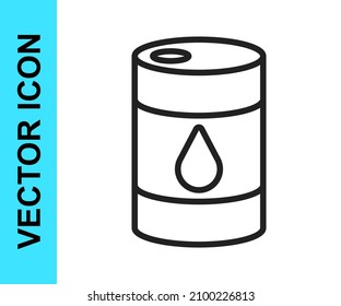 Icono de aceite de barril de línea negra aislado en fondo blanco.  Vector