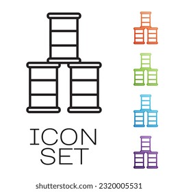 Black line Barrel oil icon isolated on white background. Set icons colorful. Vector Illustration