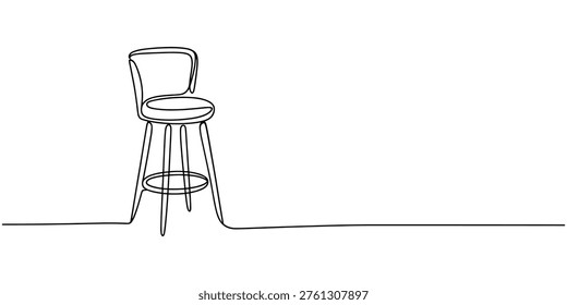 Black line of a barstool with backrest bar stool chair furniture line one line continuous line black and white