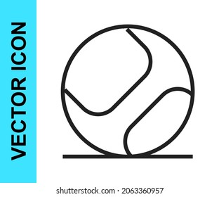 Black line Baseball ball icon isolated on white background.  Vector