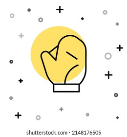 Black line Baseball glove icon isolated on white background. Random dynamic shapes. Vector Illustration