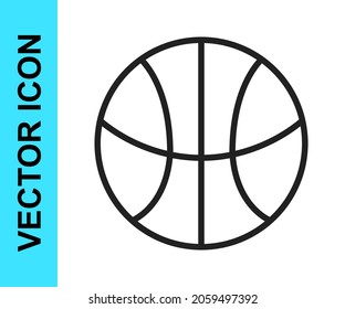Black line Basketball ball icon isolated on white background. Sport symbol.  Vector