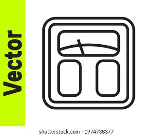 Black line Bathroom scales icon isolated on white background. Weight measure Equipment. Weight Scale fitness sport concept.  Vector