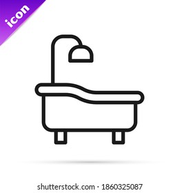 Black line Bathtub icon isolated on white background.  Vector