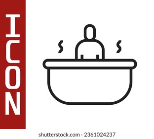 Black line Bathtub icon isolated on white background.  Vector Illustration