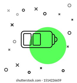 Black line Battery charge level indicator icon isolated on white background.  Vector Illustration