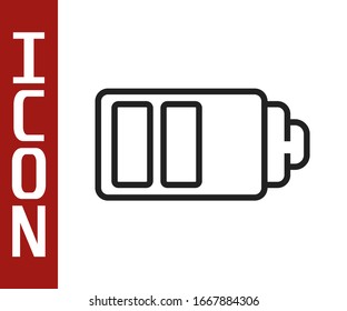 Leuchtenanzeige für die schwarze Linie Akkuladung Symbol einzeln auf weißem Hintergrund. Vektorillustration-Illustration