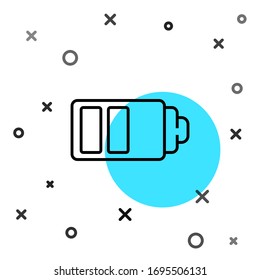 Icono indicador del nivel de carga de la batería de línea negra aislado en fondo blanco. Formas dinámicas aleatorias. Ilustración vectorial