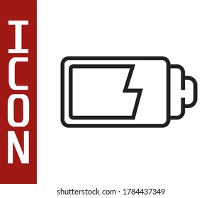 Black line Battery charge level indicator icon isolated on white background.  Vector Illustration