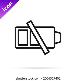 Leuchtenanzeige für die schwarze Linie Battery Lead Symbol einzeln auf weißem Hintergrund.  Vektorgrafik